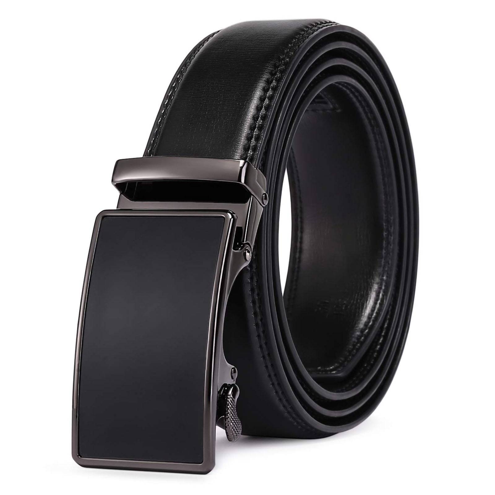 Barry.Wang Men's 2-Pack Ratchet Belts - Genuine Leather, Adjustable Slide Buckle (Gold Tiger/Bull), Trim To Fit Up To 130cm - View #5