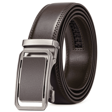 Sendefn Men's Leather Belt Automatic Ratchet Buckle Slide Belt for Dress Casual Trim to Fit with Gift Box
