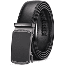 Sendefn Men's Leather Belt Automatic Ratchet Buckle Slide Belt for Dress Casual Trim to Fit with Gift Box