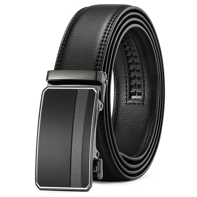 Sendefn Men's Leather Belt Automatic Ratchet Buckle Slide Belt for