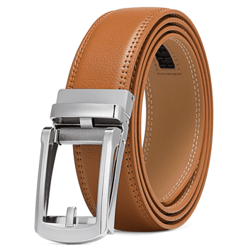 Sendefn Men's Leather Belt Automatic Ratchet Buckle Slide Belt for Dress Casual Trim to Fit with Gift Box