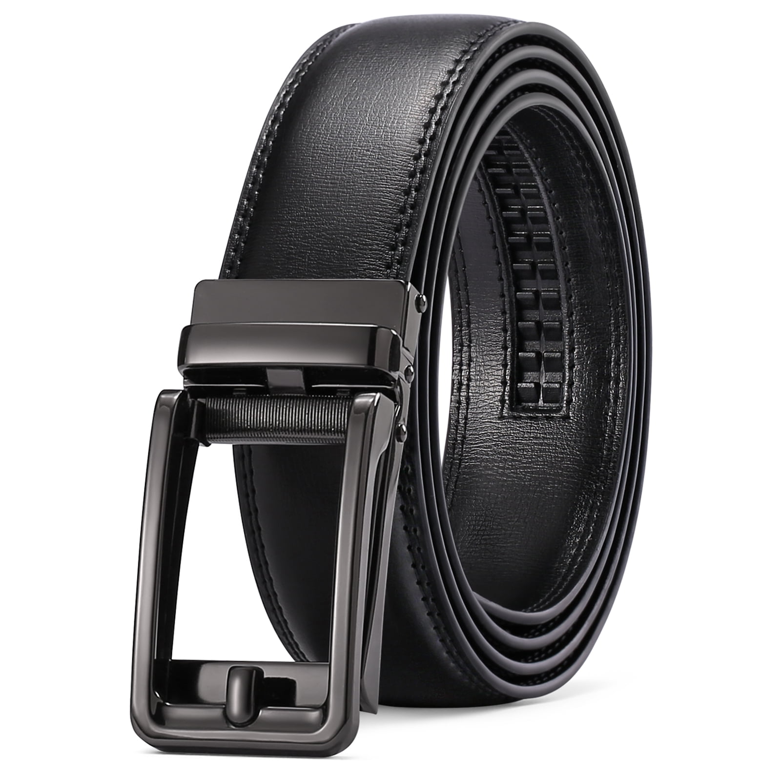 Sendefn Men's Leather Belt Automatic Ratchet Buckle Slide Belt for ...