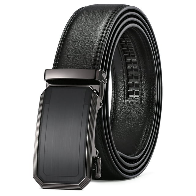 Sendefn Men's Leather Belt Automatic Ratchet Buckle Slide Belt for ...
