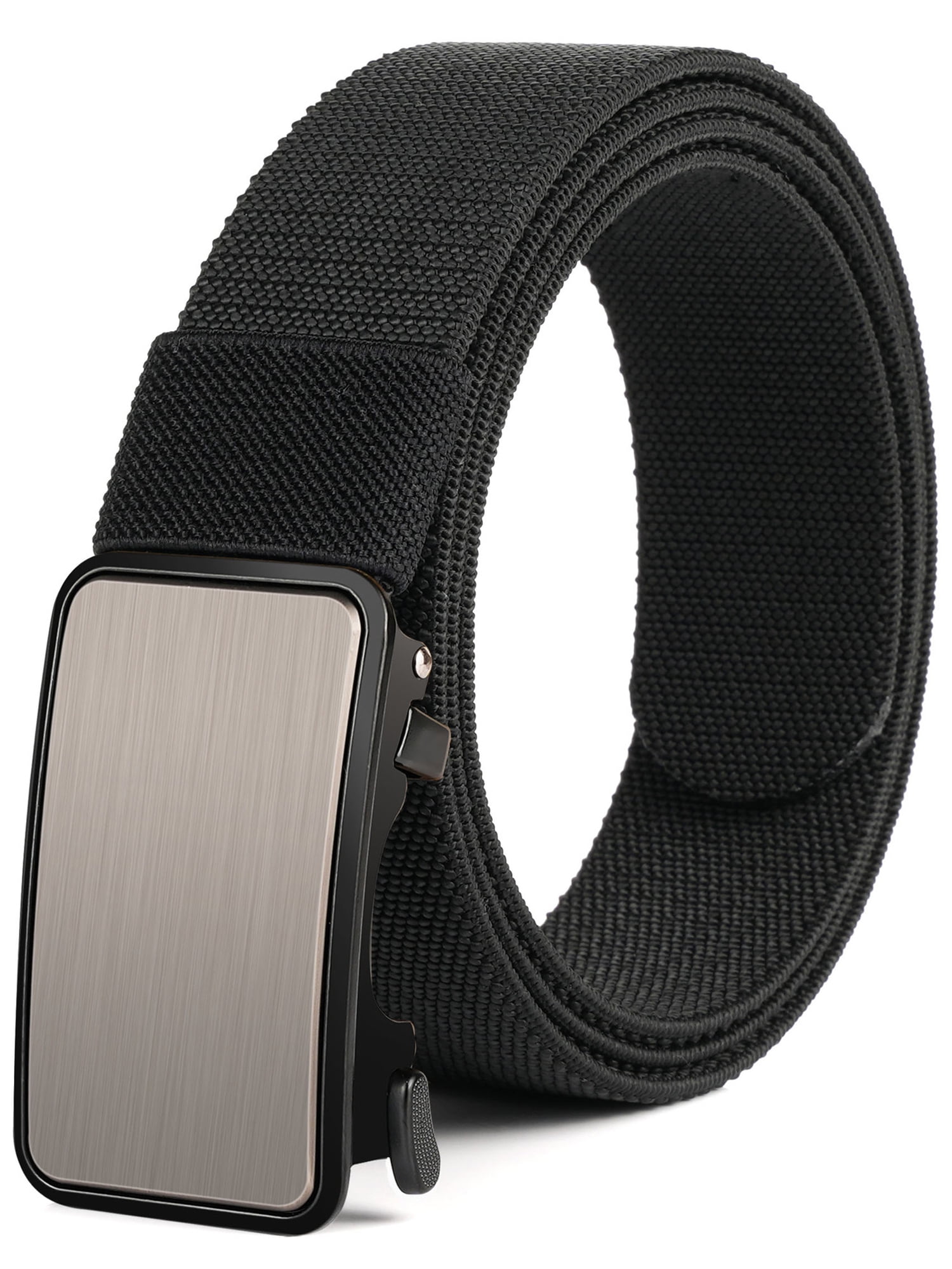 Sendefn Men s Nylon Belt Automatic Ratchet Buckle Slide Belt for Dress Casual Trim to Fit with Gift Box