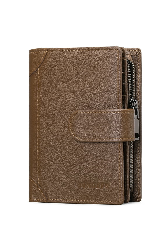 Men's Wallet Genuine Leather Wallets for Men RFID Blocking Card Holder with Zipper Coin Purse