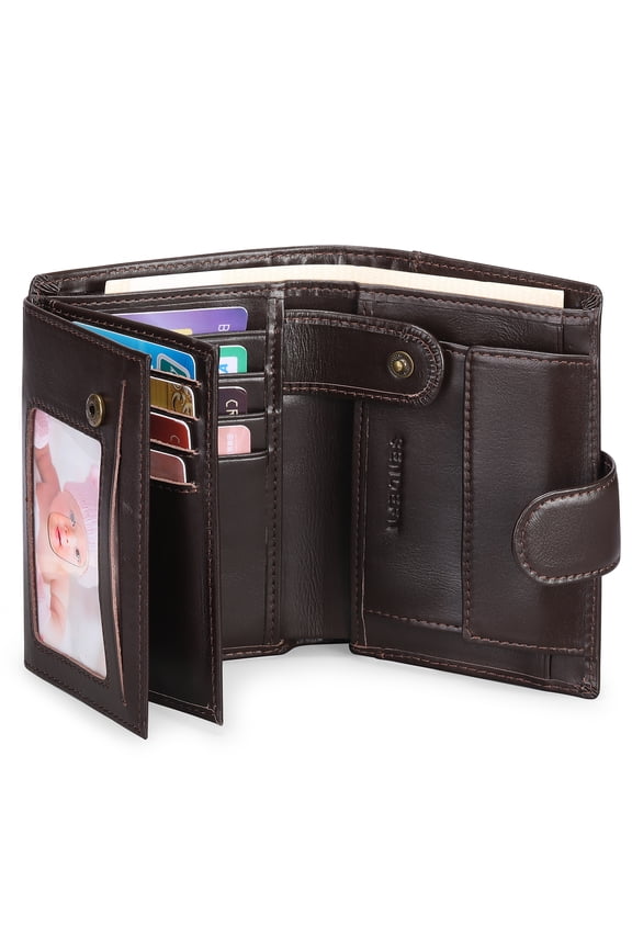 Mens Wallets with RFID Protection,Genuine Leather Wallet for Men,Trifold Wallet with 16 Card Slots & Coin Compartment