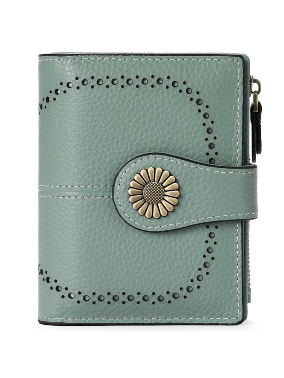 Small Women Wallet Genuine Leather Bifold Purse RFID Blocking Card Holder