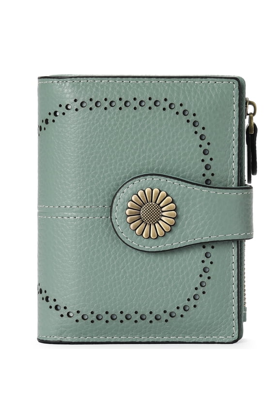 Small Women Wallet Genuine Leather Bifold Purse RFID Blocking Card Holder