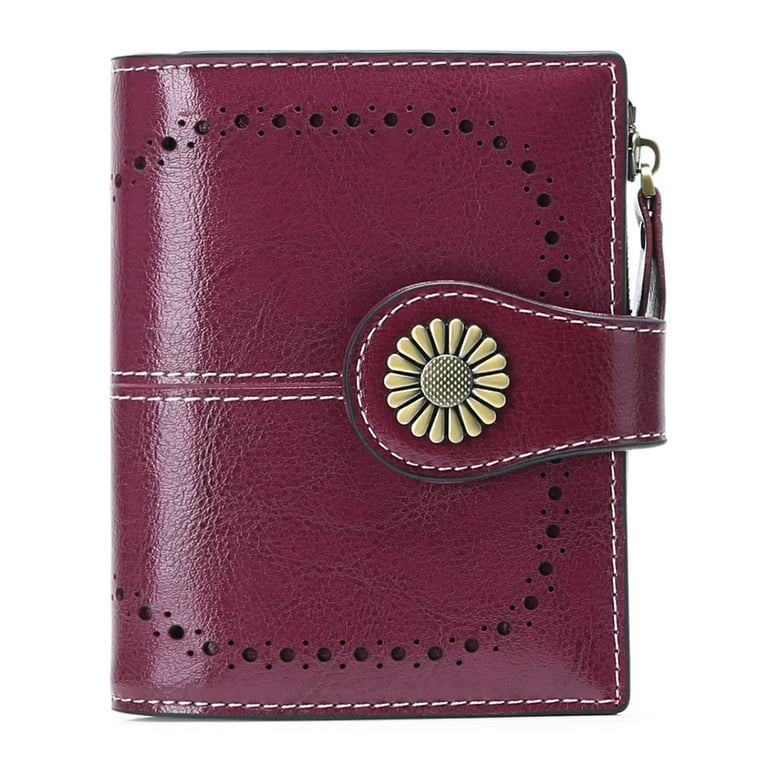 Sendefn Small Women Wallet Genuine Leather Bifold Purse RFID Blocking Card Holder Women s Size One size Purple