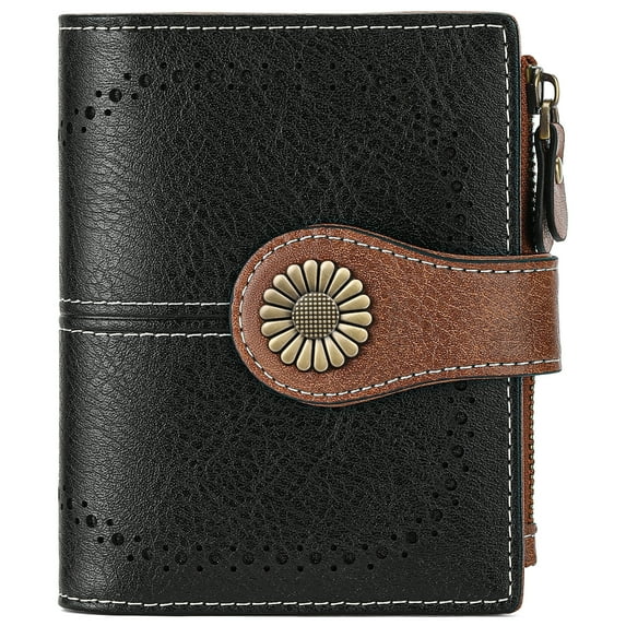 Sendefn Small Women Wallet Genuine Leather Bifold Purse RFID Blocking Card Holder