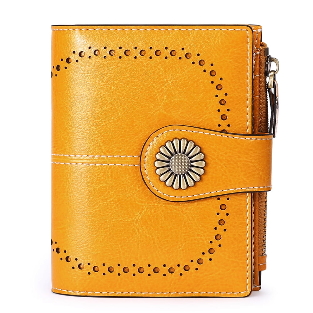 Sendefn Small Women Wallet Genuine Leather Bifold Purse RFID Blocking Card Holder