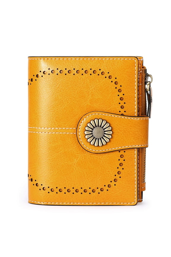 Small Women Wallet Genuine Leather Bifold Purse RFID Blocking Card Holder