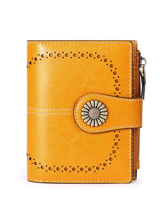 Small Women Wallet Genuine Leather Bifold Purse RFID Blocking Card Holder
