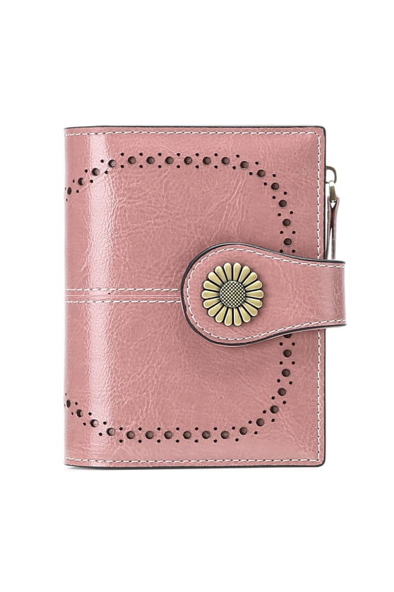 Small Women Wallet Genuine Leather Bifold Purse RFID Blocking Card Holder