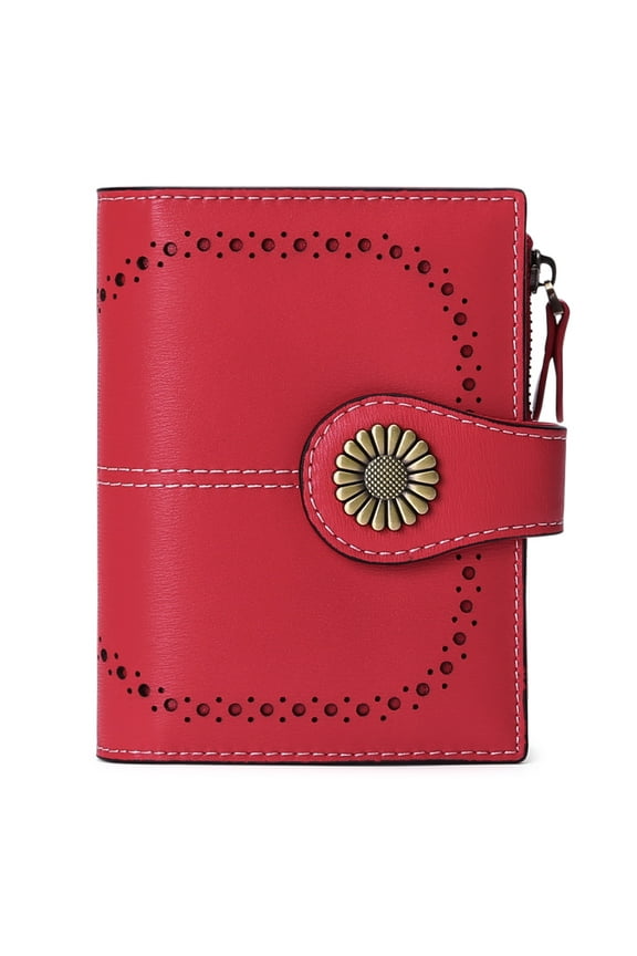 Small Women Wallet Genuine Leather Bifold Purse RFID Blocking Card Holder