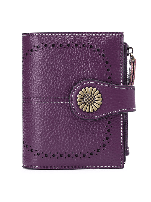 Small Women Wallet Genuine Leather Bifold Purse RFID Blocking Card Holder