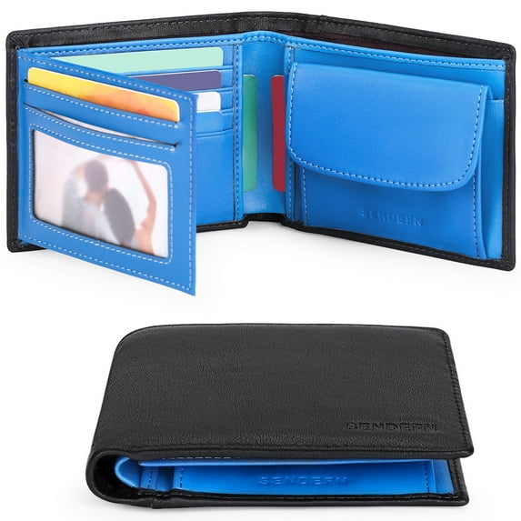 Sendefn Trifold Wallets for Men-RFID-Blocking Genuine Leather Wallet with 8 Card Slots
