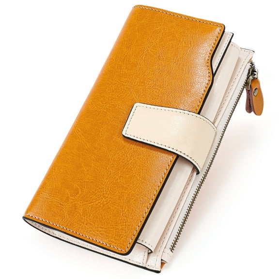 Sendefn Women Leather Wallets RFID Blocking Clutch Card Holder Ladies Purse with Zipper Pocket