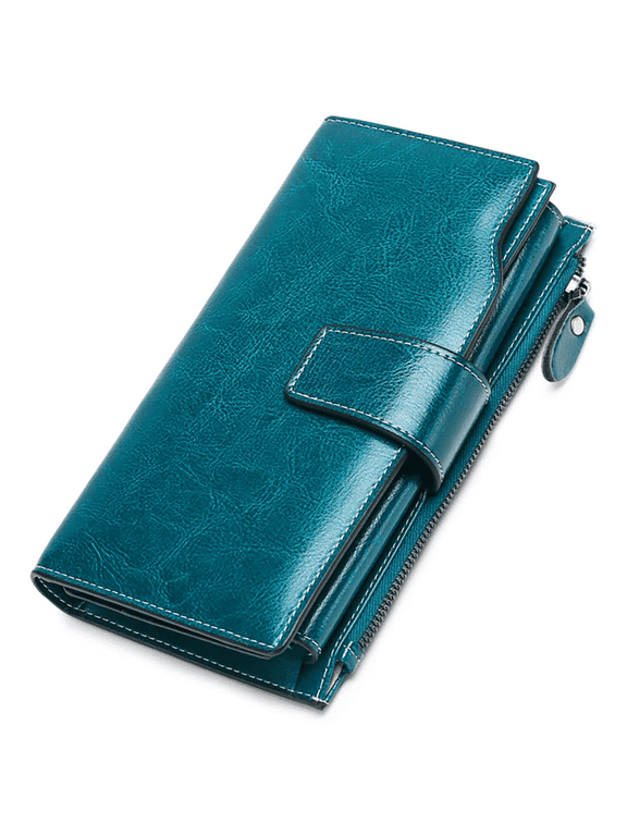 Women Leather Wallets RFID Blocking Clutch Card Holder Ladies Purse with Zipper Pocket
