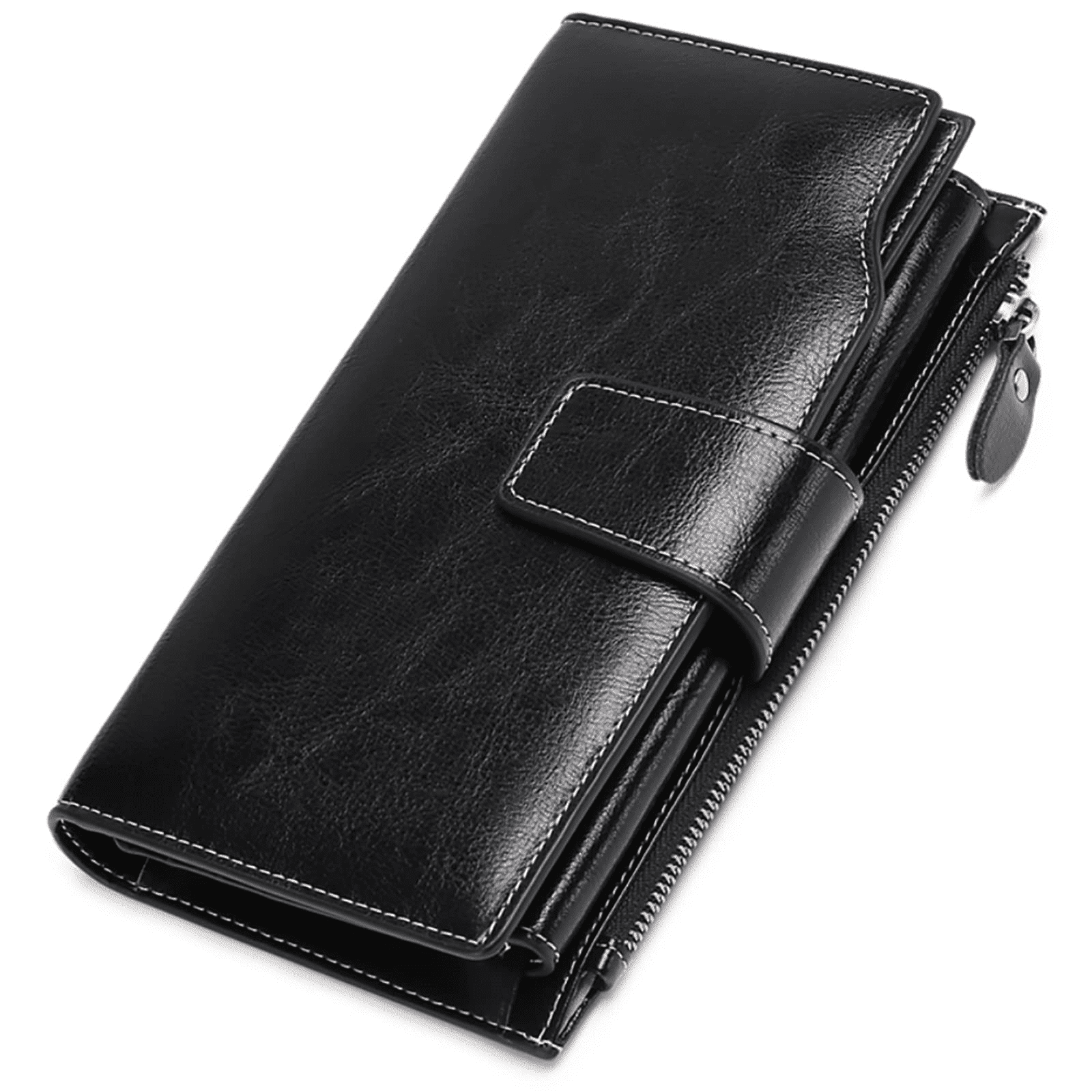 SENDEFN Women's Leather RFID Blocking Wallet - Large Capacity Clutch With 20 Card Slots & Zipper