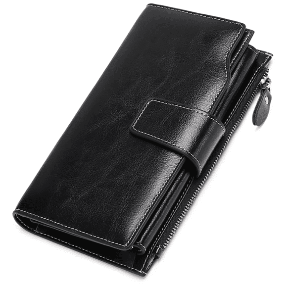 Sendefn Women Leather Wallets RFID Blocking Clutch Card Holder Ladies Purse with Zipper Pocket