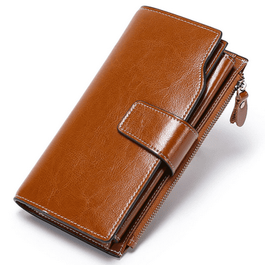 Sendefn Women Leather Wallets RFID Blocking Clutch Card Holder Ladies Purse with Zipper Pocket
