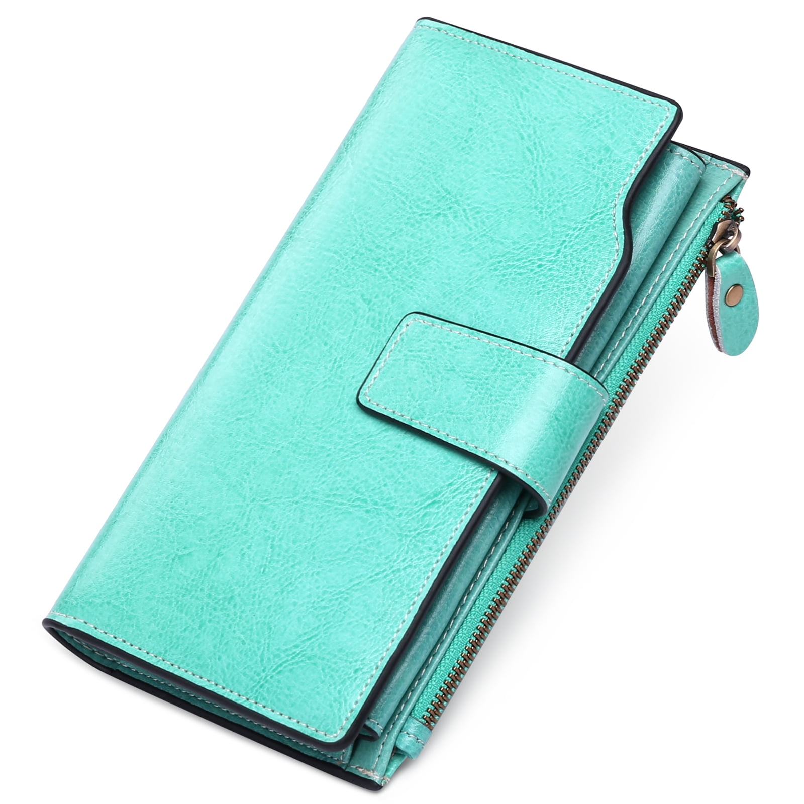 SENDEFN Leather Women Wallet RFID Blocking Zipper Around Phone Holder  Clutch Wristlet Large Capacity