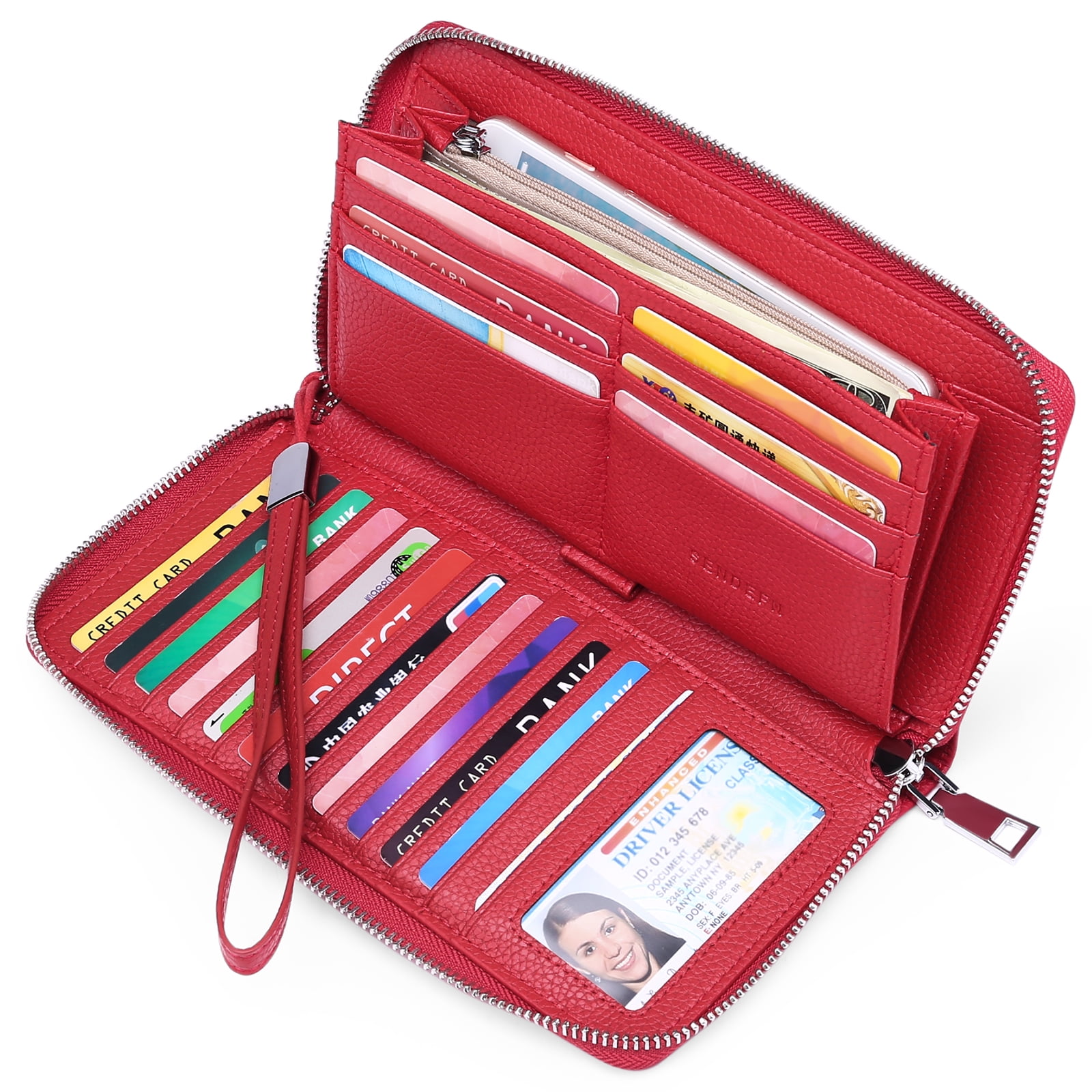 RFID Zip Around Wallet, Red