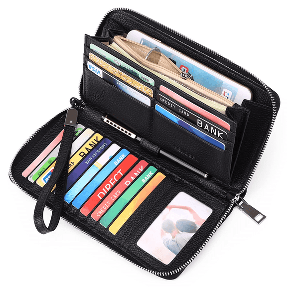 Sendefn Women Leather Wallets RFID Blocking Zip Around Credit Card Holder Phone Clutch