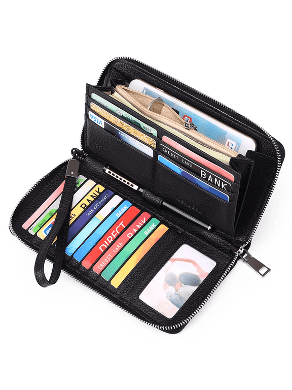 Women Leather Wallets RFID Blocking Zip Around Credit Card Holder Phone Clutch
