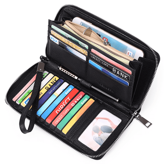 Sendefn Women Leather Wallets RFID Blocking Zip Around Credit Card Holder Phone Clutch