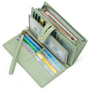 Sendefn Women Wristlet Wallets Large Capacity RFID Blocking Leather Wallets Credit Cards Organizer with Checkbook Holder