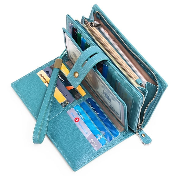 Sendefn Women Wristlet Wallets Large Capacity RFID Blocking Leather Wallets Credit Cards Organizer with Checkbook Holder