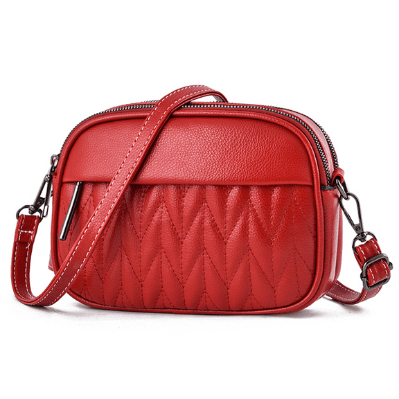 Sendefn Women's Small Leather Crossbody Satchel Shoulder Handbag with Adjustable Strap, Red