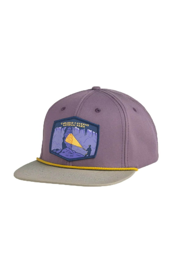 Co. Carlsbad Caverns National Park Hat Purple Structured Mid-Profile 6-Panel Unisex Cotton Twill Easy Curve Visor Snapback with Woven Patch and Topographic Map Undervisor
