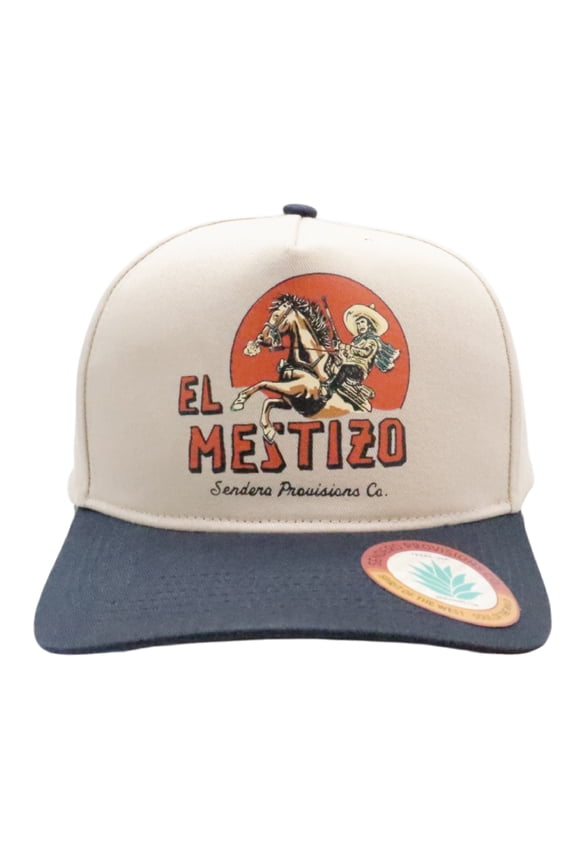 Co. El Mestizo Adjustable Snapback Hat with Printed Design (White/Navy) - One Size