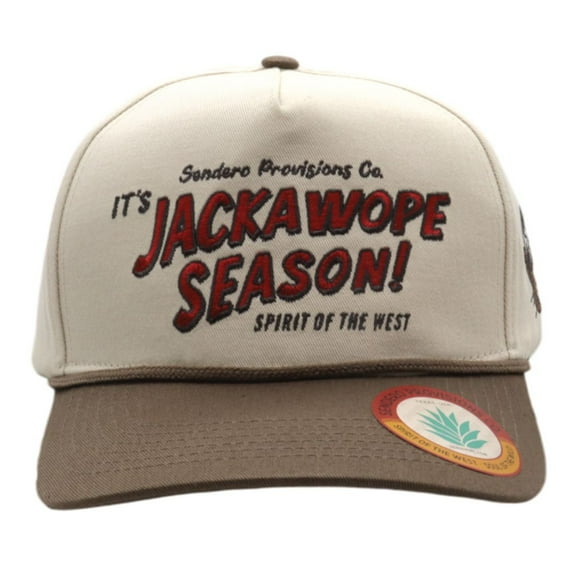 Sendero Provisions Co. Jackalope Adjustable Snapback Hat with Embroidered Front & Braided Rope (Cream/Brown) - One Size