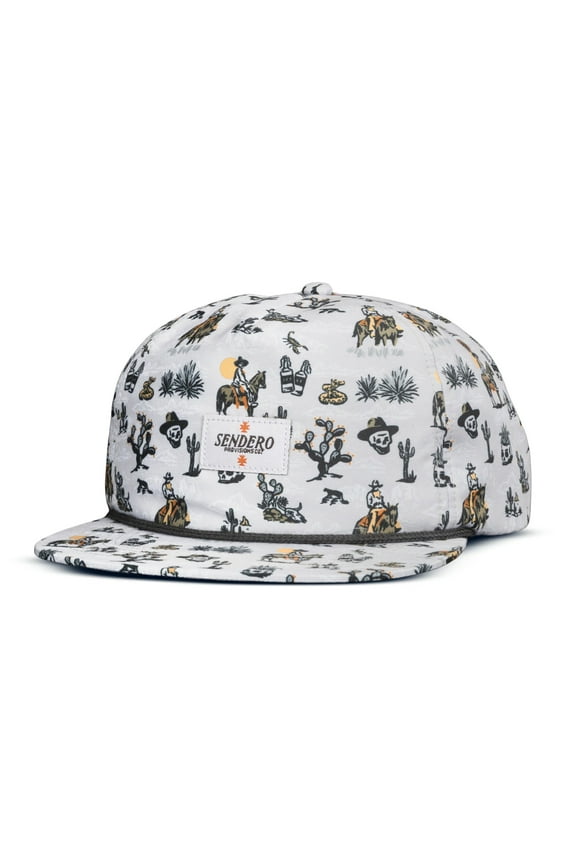 Co. Muertos Print Unisex Microfiber Snapback Rope Hat (White)