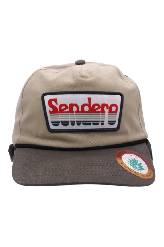 Co. Retro Logo Adjustable Snapback Hat with Woven Label Patch, Tan, One Size - Premium Cotton Blend, Structured 5-Panel Trucker Hat for Men & Women