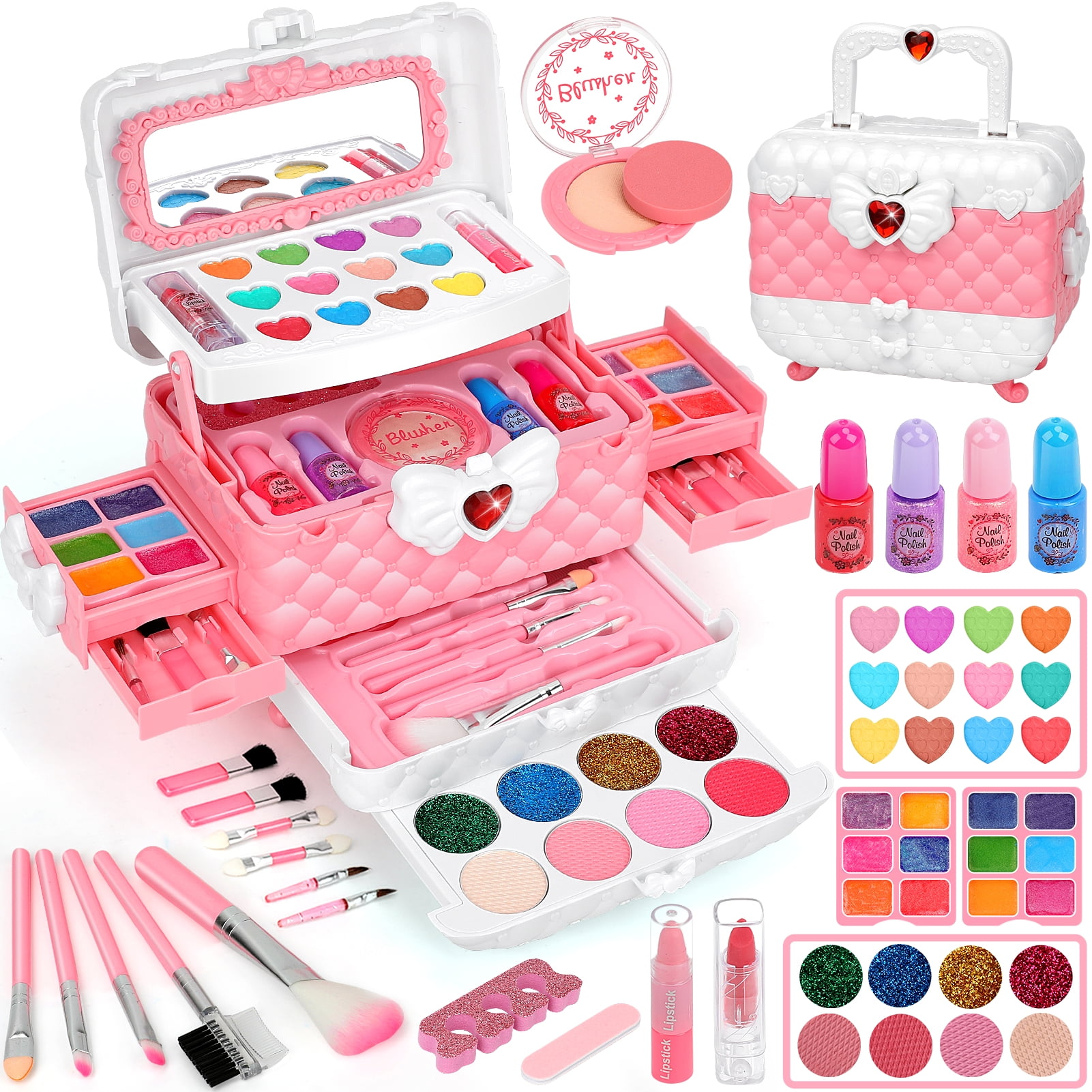 Walmart Black Friday Deals 2025 - Sendida Kids Washable Makeup Kit for Girls, 60-Piece Princess Toy for Ages 3-12