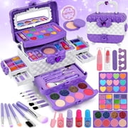 Sendida Kids Makeup Kit for Girl Gifts, 54PCS in 1 Makeup Toys Washable Little Girls Princess Make Up Toys for 4 5 6 7 8 9 Year Old Girl Birthday Gift Purple