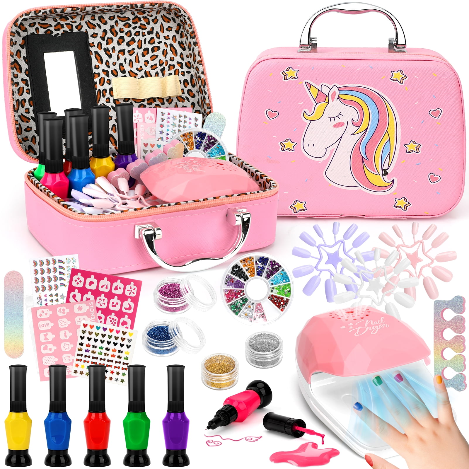 Sendida Kids Nail Art Kit, Water-Based Polish, Glitter, Stickers