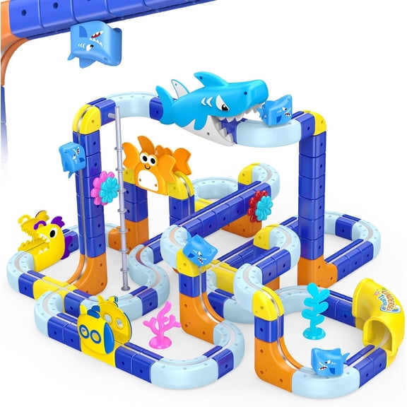 Sendida Magnetic Train Set: Shark Toys 3D Infinity Racer Electric Train Set for Kids Flexible Cube Rail Train Track with Anti-Gravity Train STEM Toys Gifts for 3 4 5 6 7 8 Year Old Boys Girls(193PCS)
