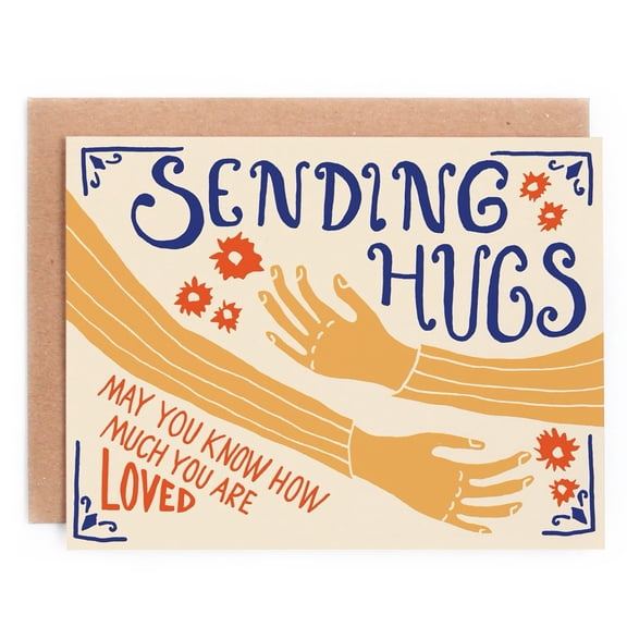 Sending Hugs Greeting Card "May You Know How Much You Are Loved" Heartfelt Design for Encouragement and Support Blank Inside, Envelope Included