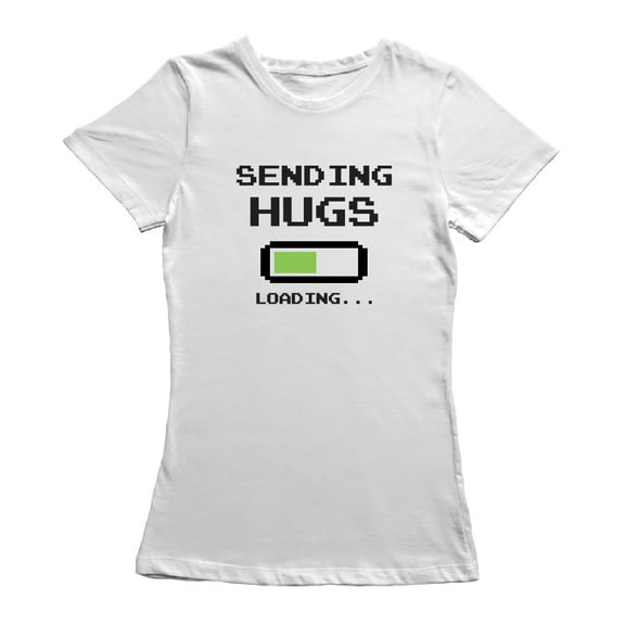Sending Hugs Loading Graphic Women White T-Shirt, Female Medium