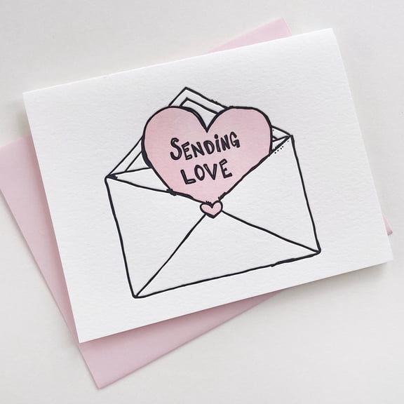 Sending Love Card Cute Heart Design with Envelope Included Perfect for Any Occasion Blank Inside for Personal Messages
