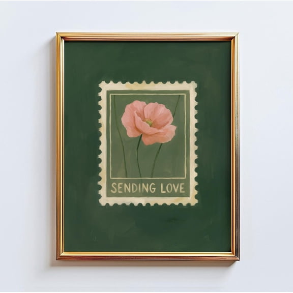 Sending Love Stamp Wall Art Home Decor Unframed Paper Print