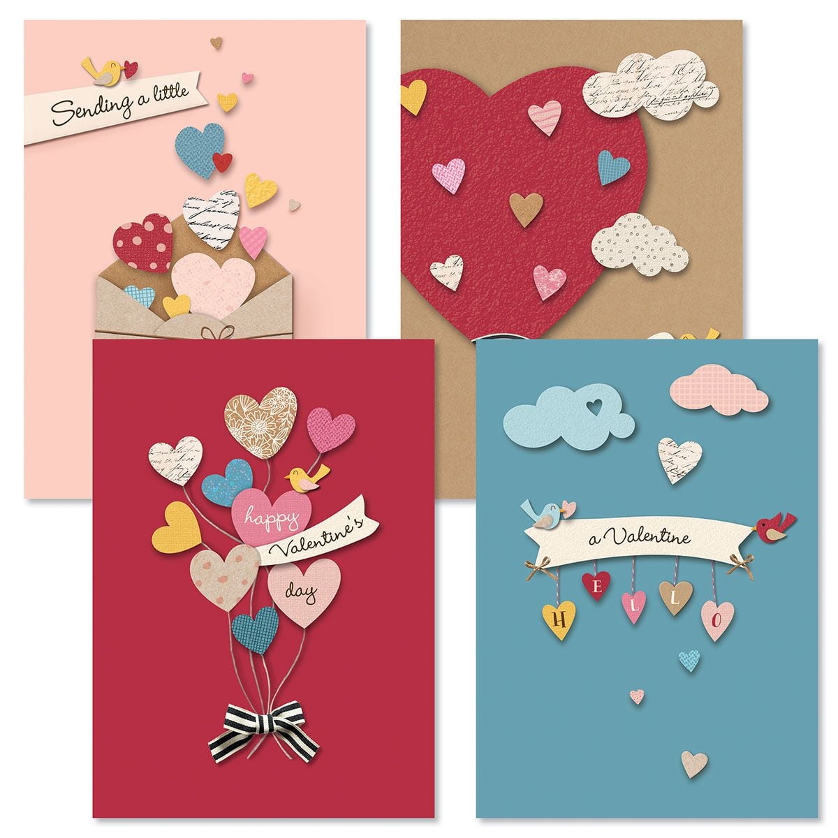 Romantic Sending Love Valentine's Day Greeting Cards - Set of 8 (4 ...