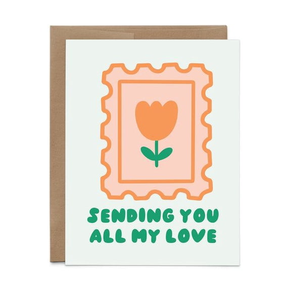 Sending You All My Love Card Cute Floral Design with Envelope Perfect Greeting Card for Loved Ones, Birthdays, and Special Occasions