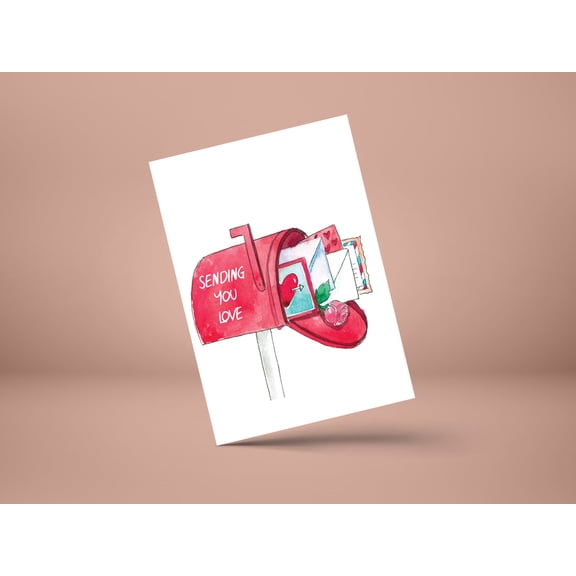 Sending You Love Greeting Card Charming Mailbox Design Ideal for Love Notes, Romantic Occasions, or Heartfelt Messages Includes Envelope Perfect for Any Sentimental Gesture